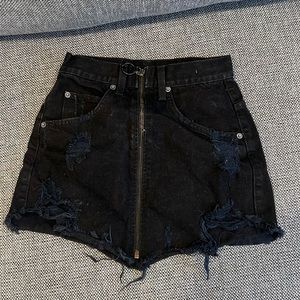 LF black denim zip mini skirt